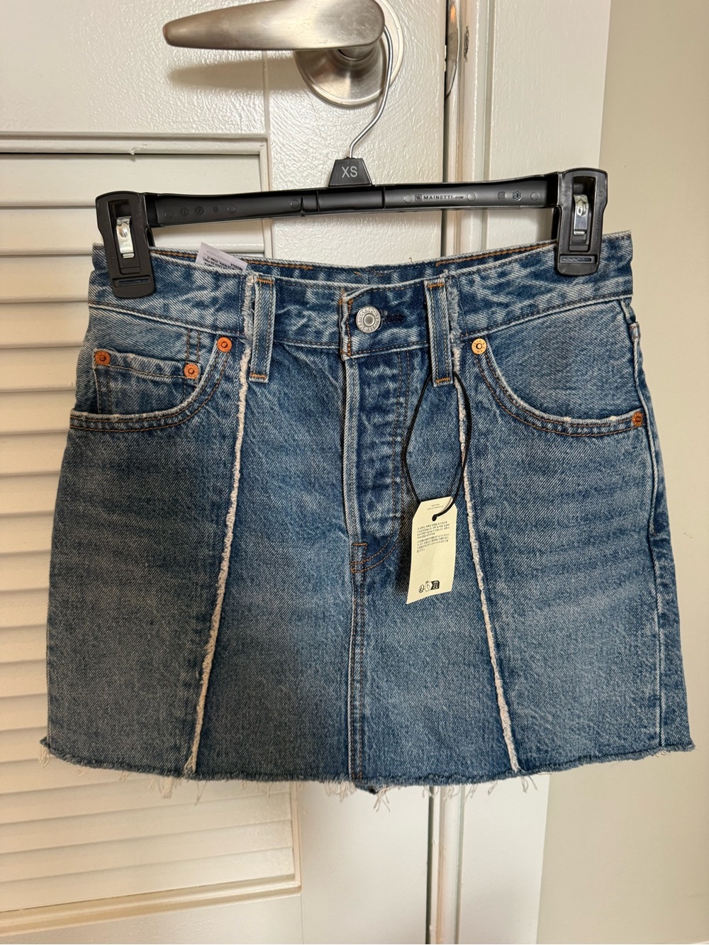 Levi's Distressed Blue Denim Mini Skirt